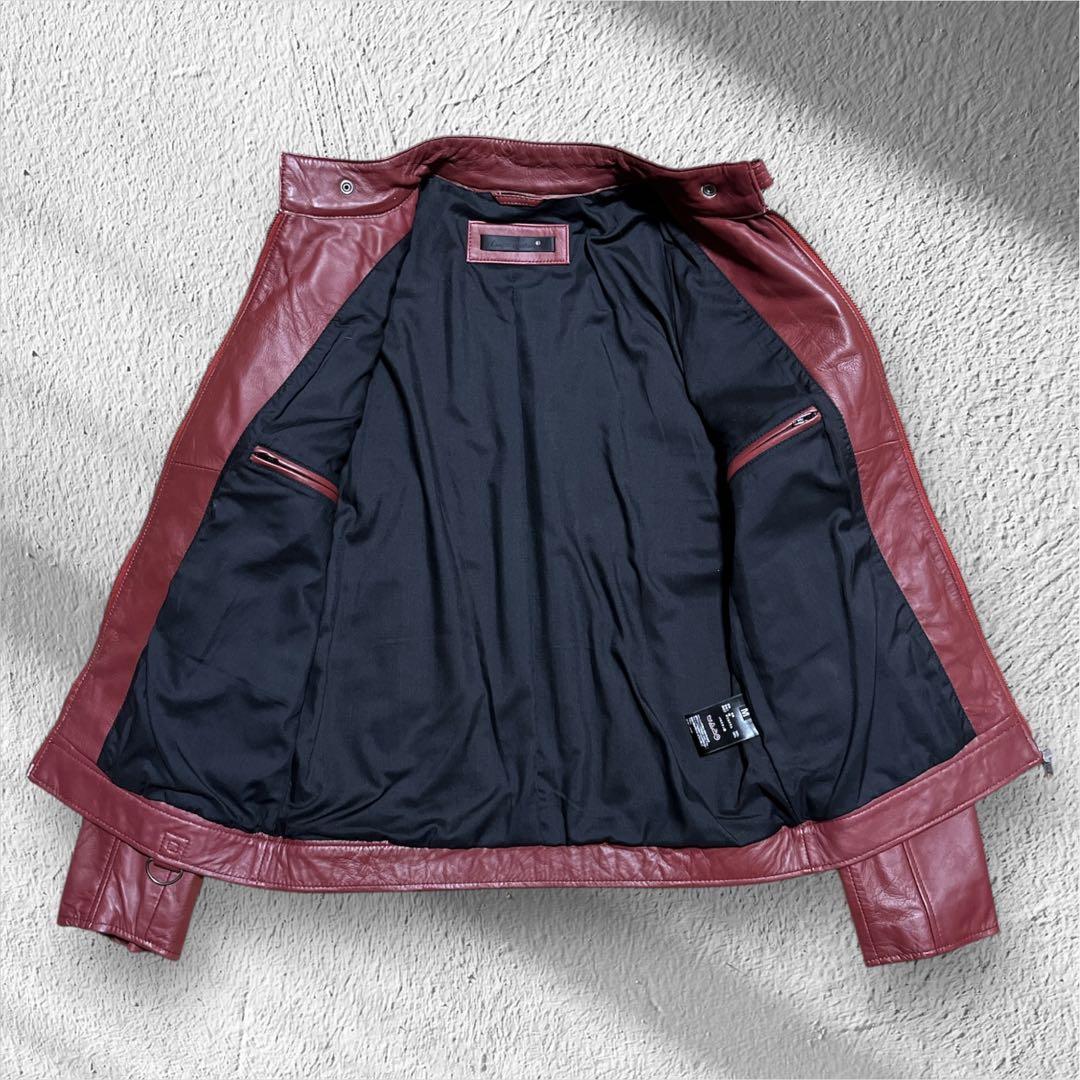 liugoo leathers バーガンディ シングルライダースジャケット　ラム