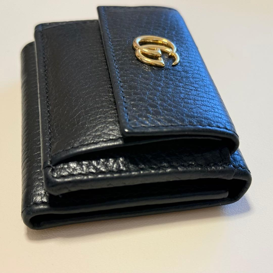 GUCCI グッチ GGマーモント コンパクト 三つ折り財布 ミニ財布 黒