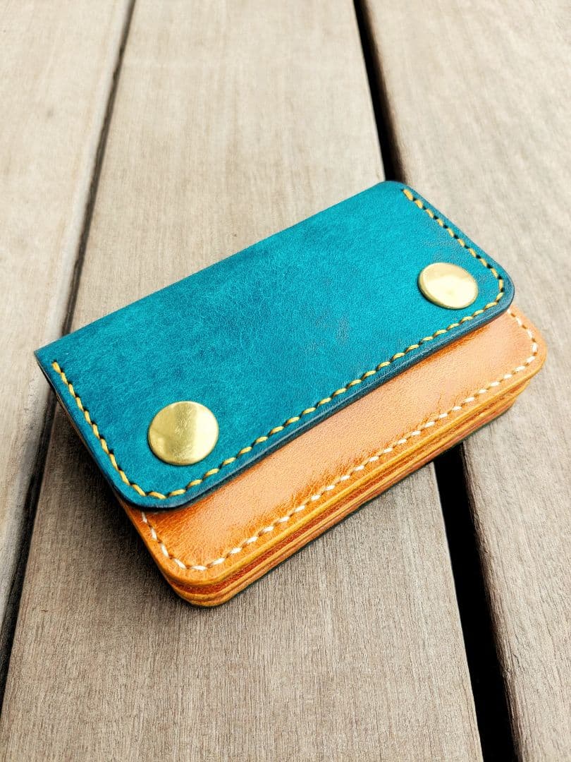 ショート トラッカーウォレット 3層 イタリアンレザー マルゴー ターコイズ