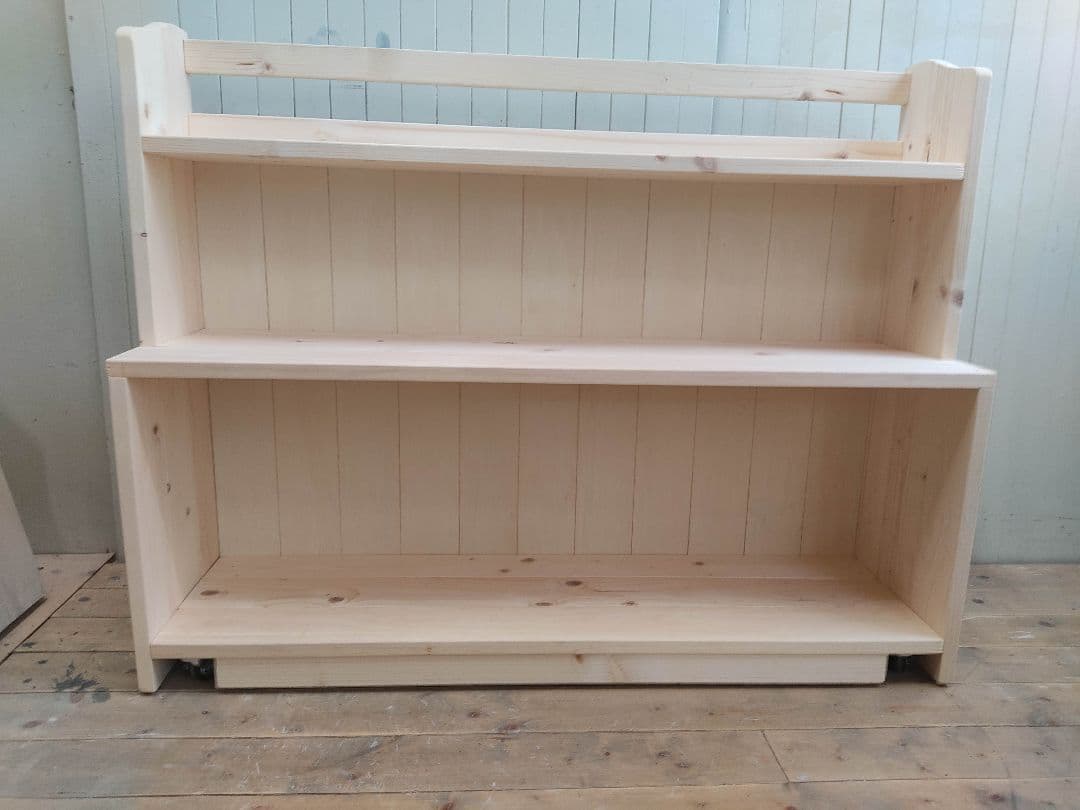 1点限りの超特価！即発送！キャスター付きローキャビネット 無塗装-A