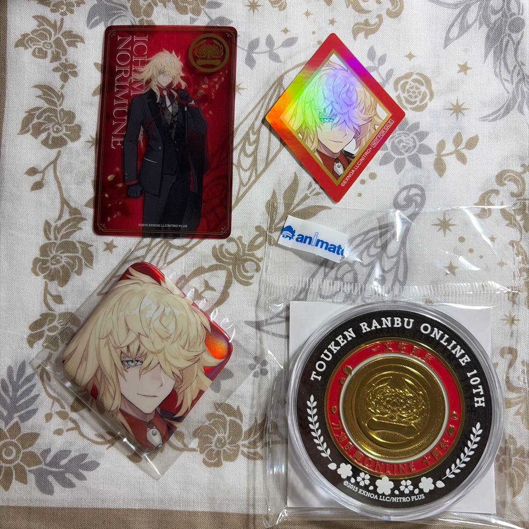 一文字則宗　スクエア缶バッジ　刀剣乱舞　大本丸博　とうらぶ　箔押しクリアカード