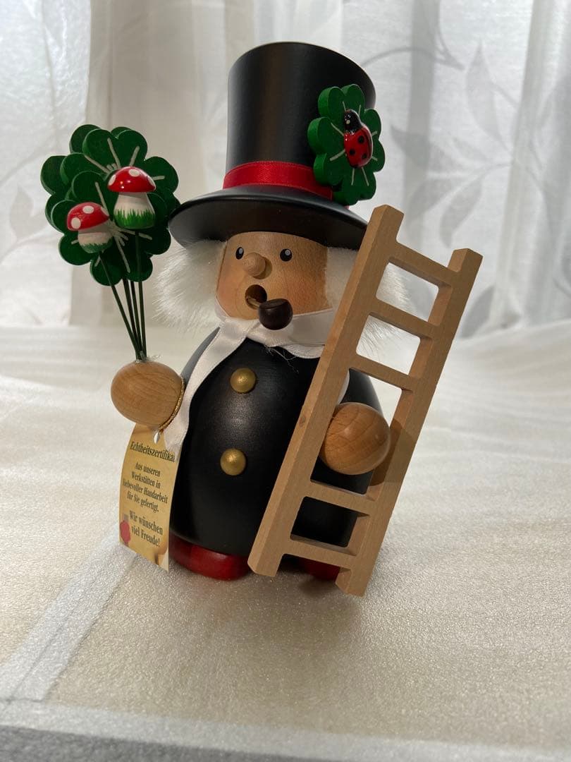 ドイツ製 クリスマス雑貨　お香人形 木製　煙突掃除人 北欧雑貨風 幸運モチーフ