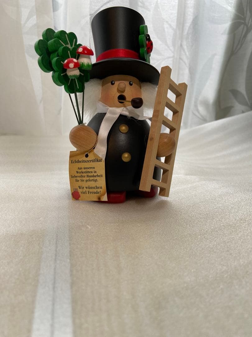 ドイツ製 クリスマス雑貨　お香人形 木製　煙突掃除人 北欧雑貨風 幸運モチーフ