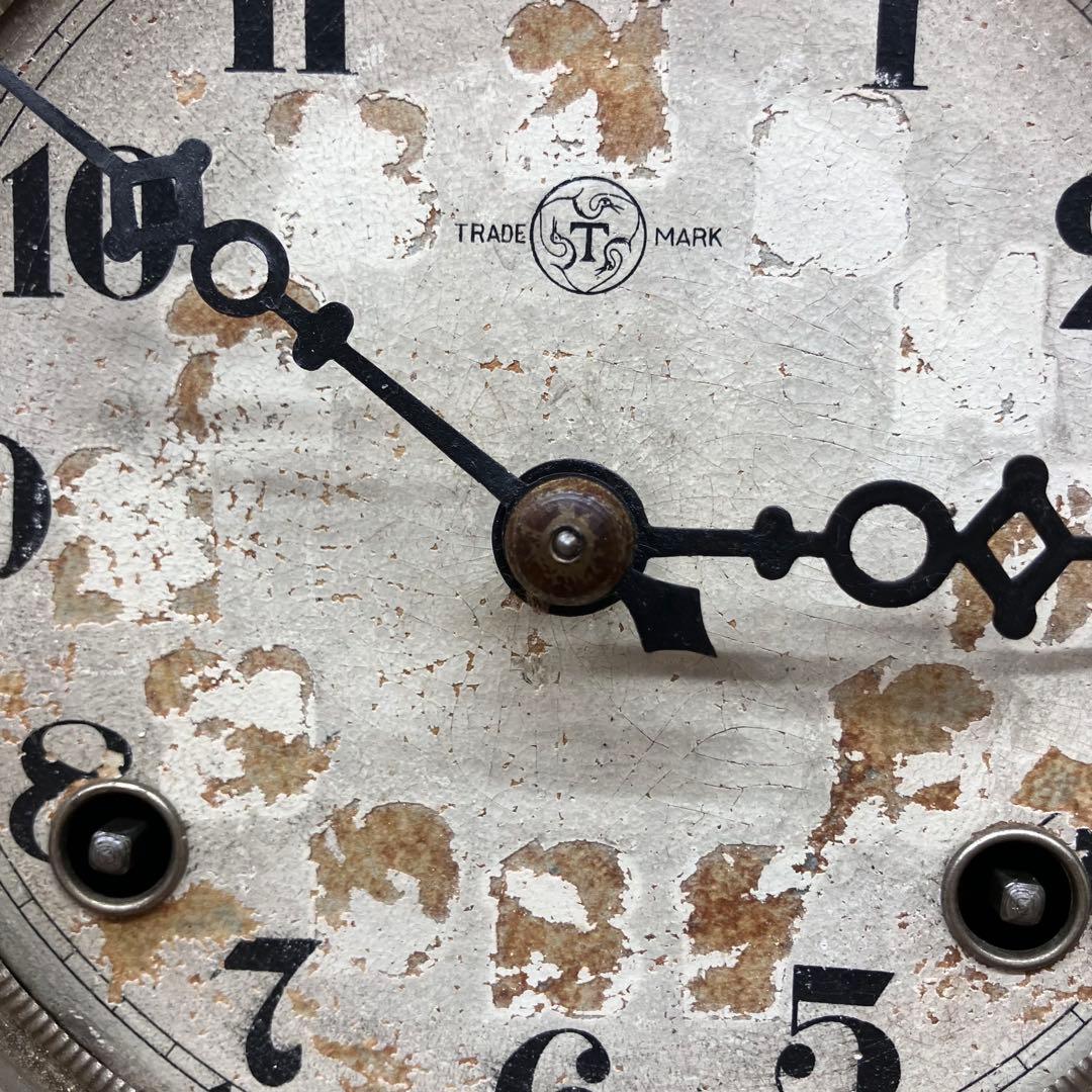 ①TRADE MARK 掛け時計　振り子時計　ゼンマイ式　※現状渡し