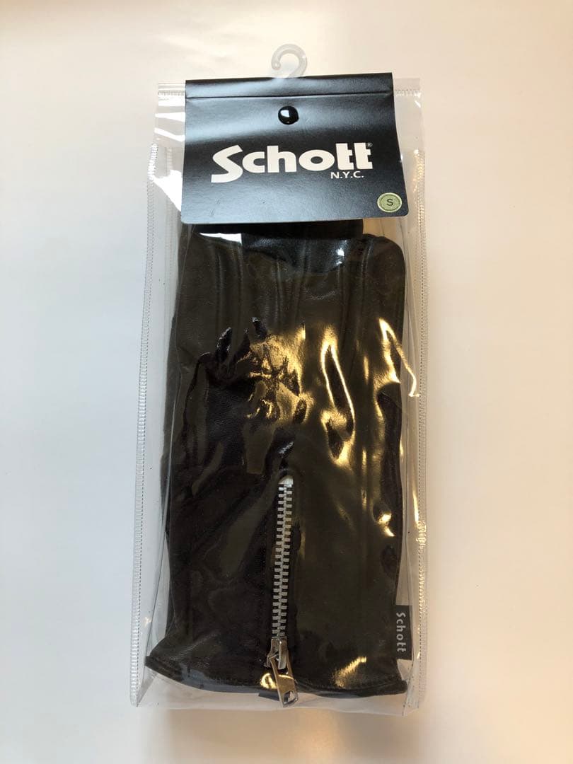 未使用 Schott ショット ブラック レザーグローブ 手袋 Sサイズ