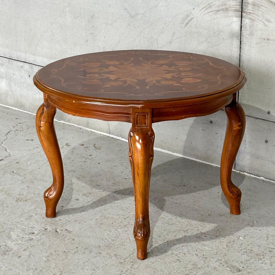 ✦90s✦ 象嵌 ラウンドテーブル 60cm 猫脚 ヨーロピアン クラシック