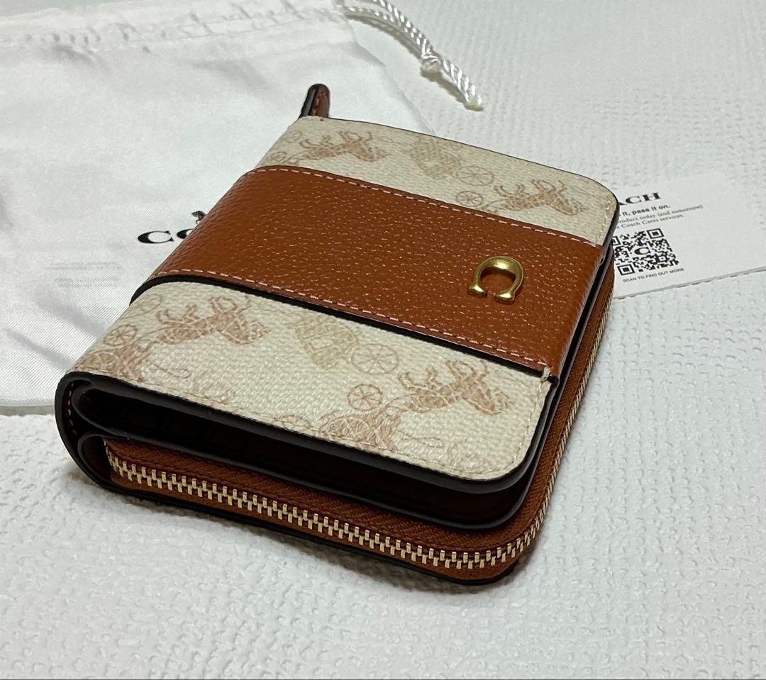 極美品 COACH二つ折り財布 ビルフォールドウォレット ホースアンドキャリッジ