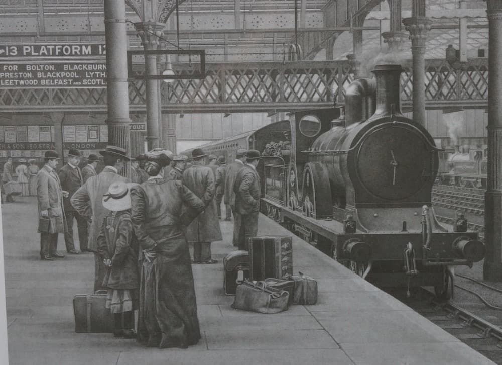 フレーム入 John S. GIBB サイン入り リトグラフ 列車 ビクトリア駅