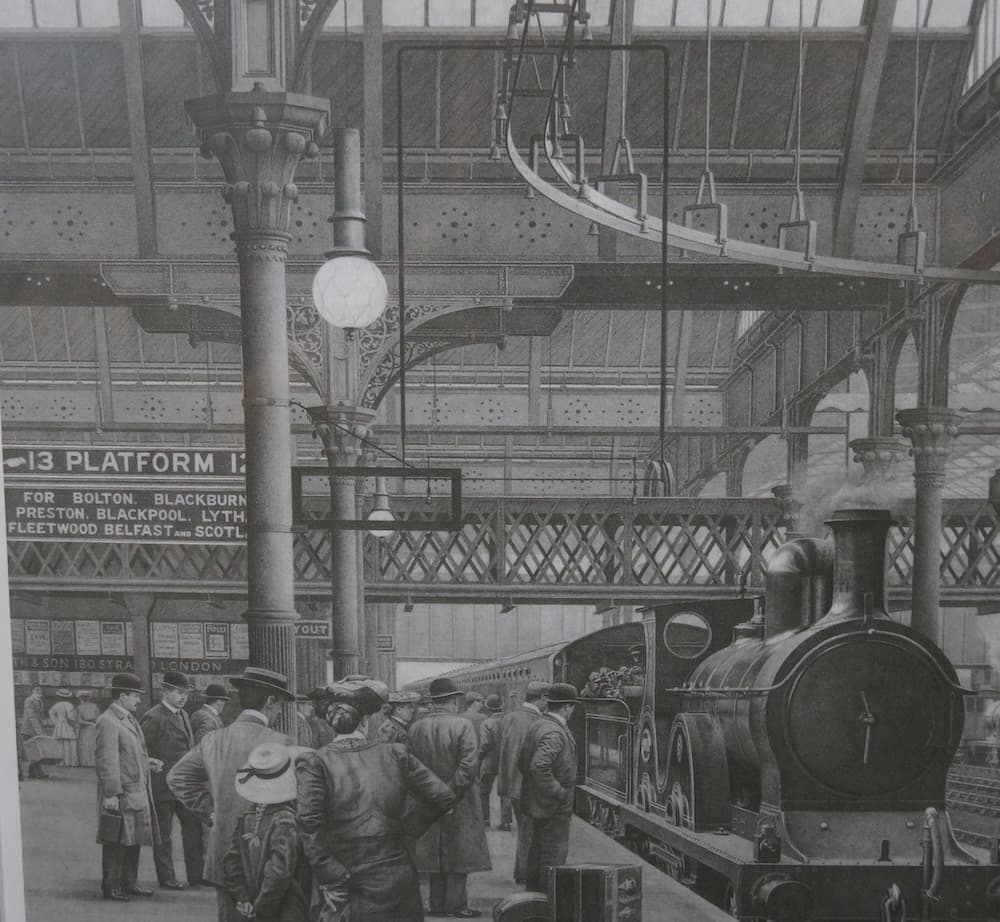 フレーム入 John S. GIBB サイン入り リトグラフ 列車 ビクトリア駅