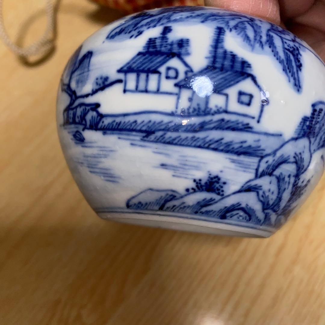 染付茶入　清朝光緒-宣統　蓋二種あり