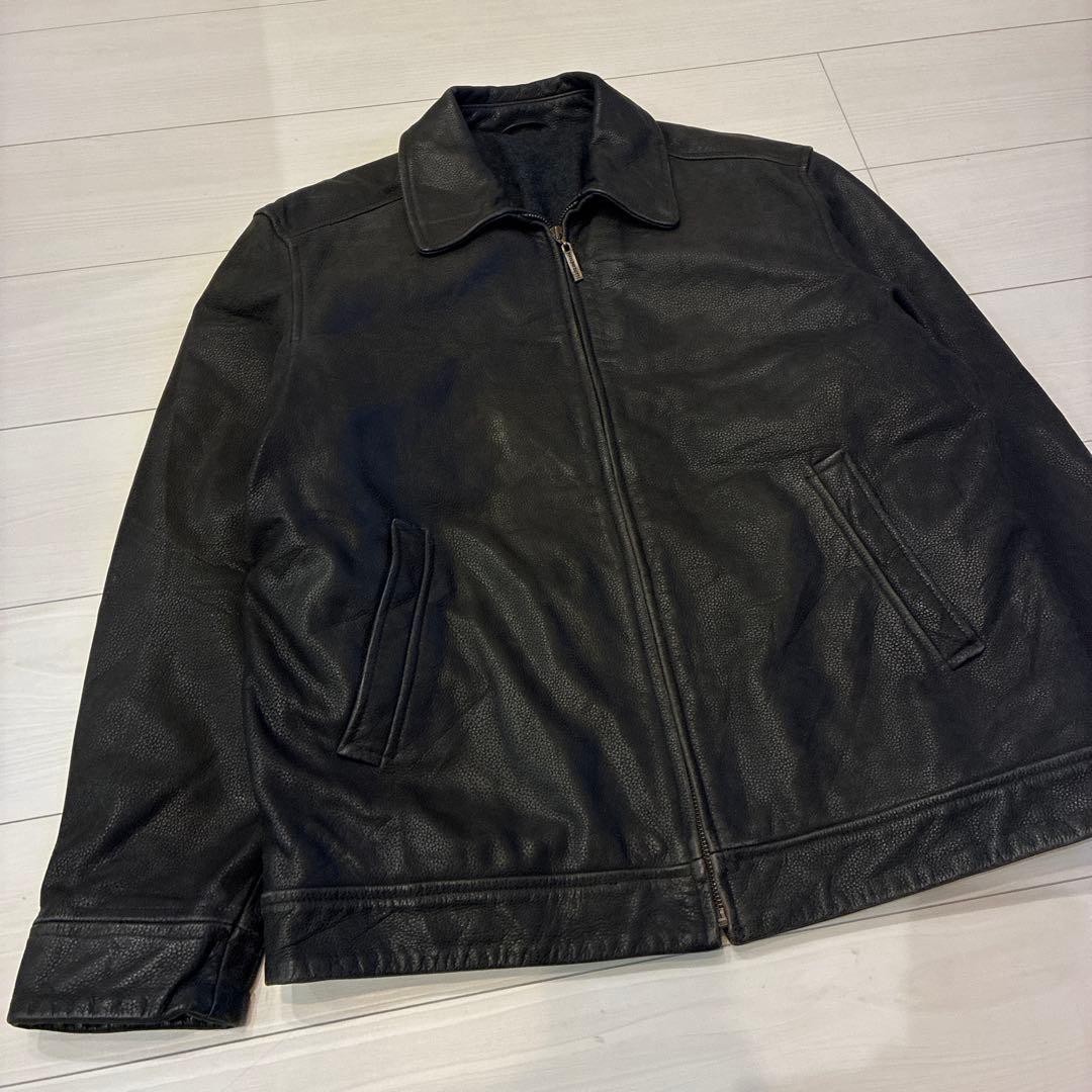 ヴィンテージ レザージャケット 本革 裏地 ウール シボ オールレザー シングル