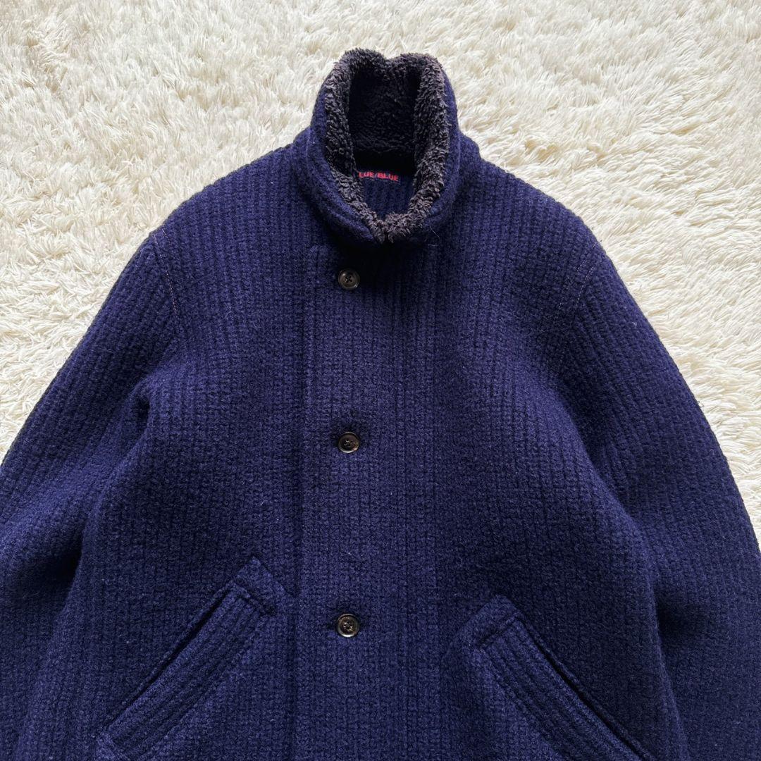 BLUE BLUE 襟ボア 縮絨ウール 圧縮ニット ニットジャケット 聖林公司