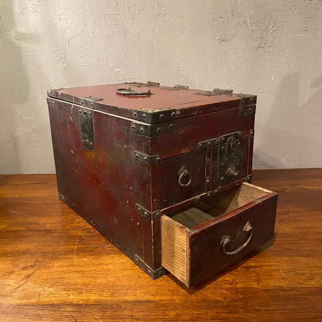明治 硯箱 小引き出し 銭函 時代箪笥 骨董品 古道具 アンティーク