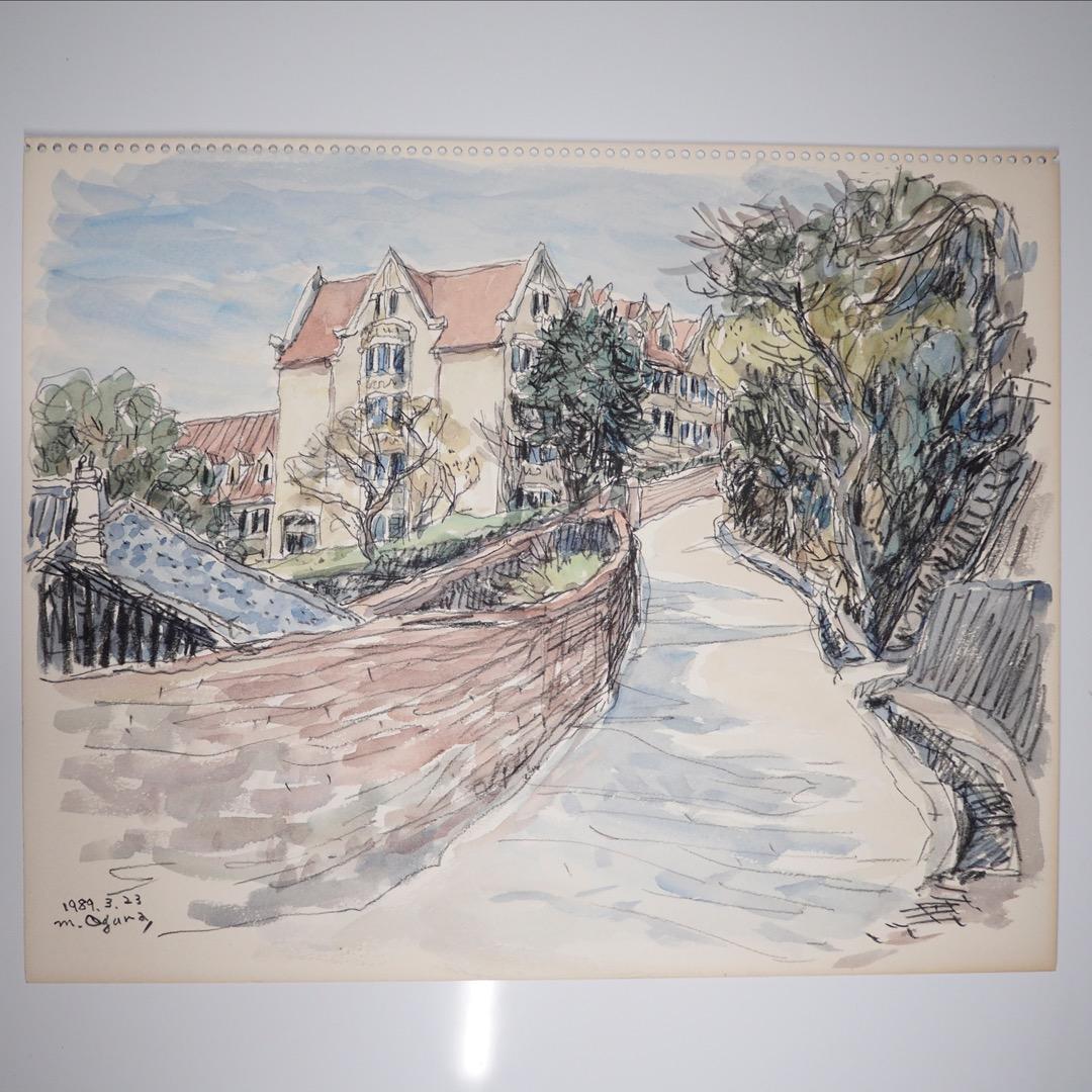 ☆【水彩画】小倉　基弘　長崎32景『活水学院へ続くオランダ坂Ⅰ』No.011