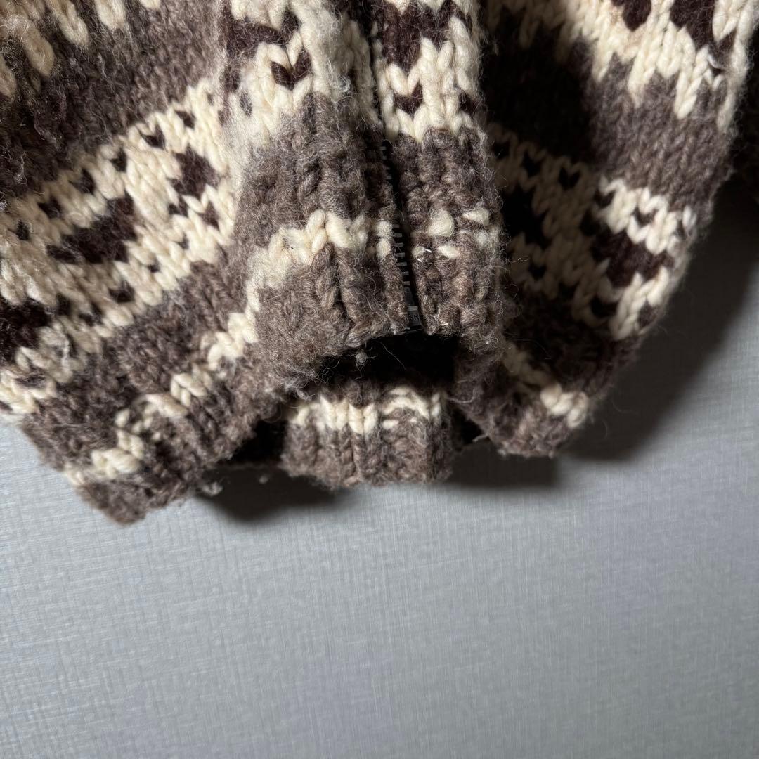 カナダ製★カウチンニット 超肉厚 ノルディック トナカイ ジップアップ XL以上