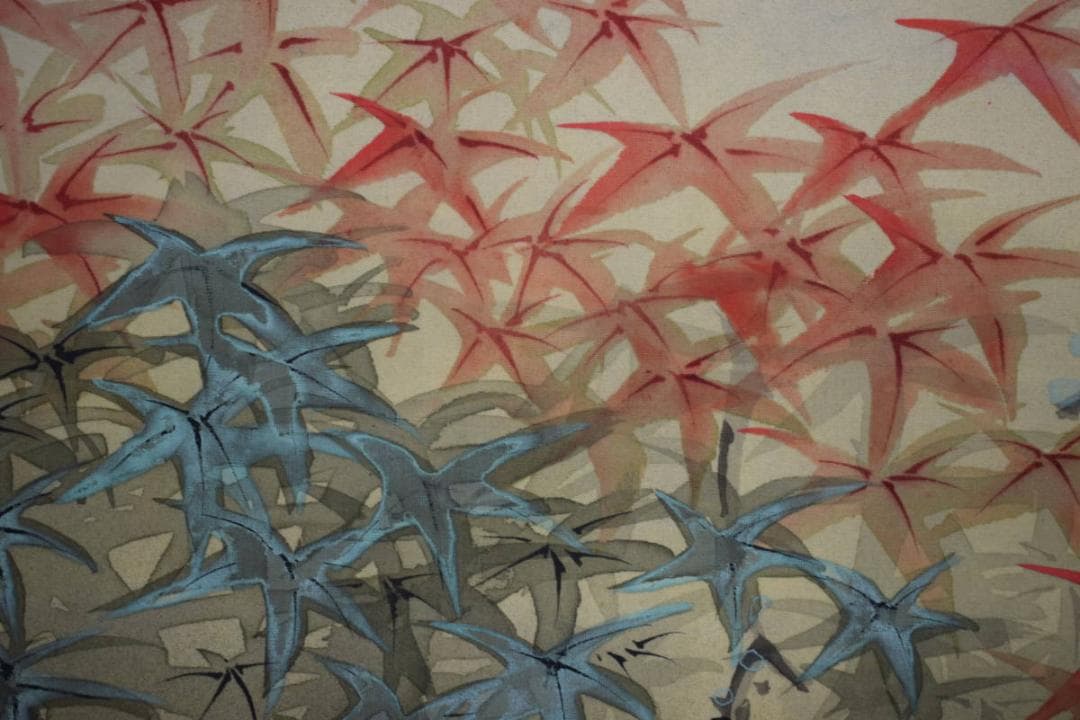 真作/鶴唳/紅葉小禽図/布袋屋掛軸HG-72