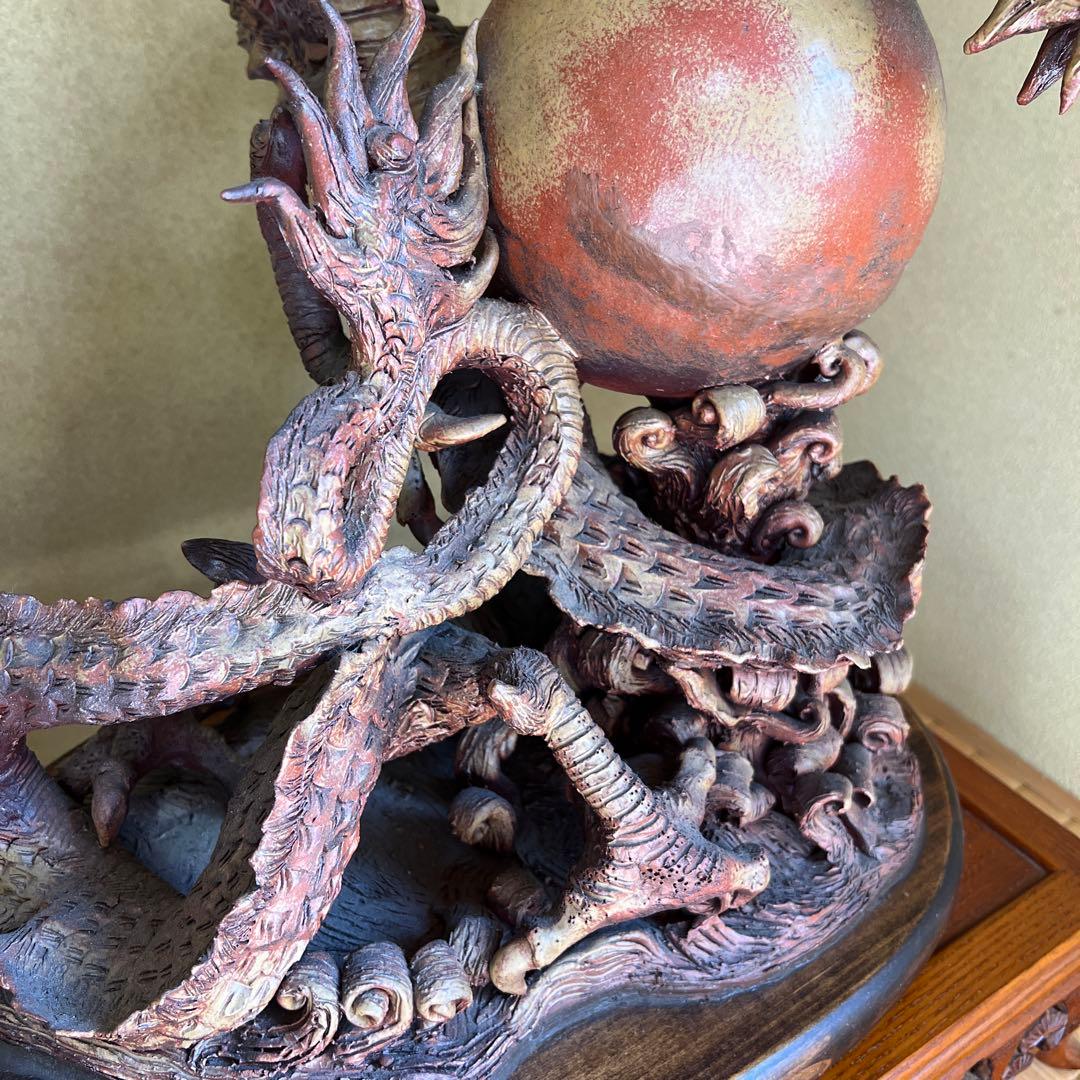 レア 貴重 骨董品 龍 龍神 竜神 竜 陶器 彫刻 壺 アンティーク 家具