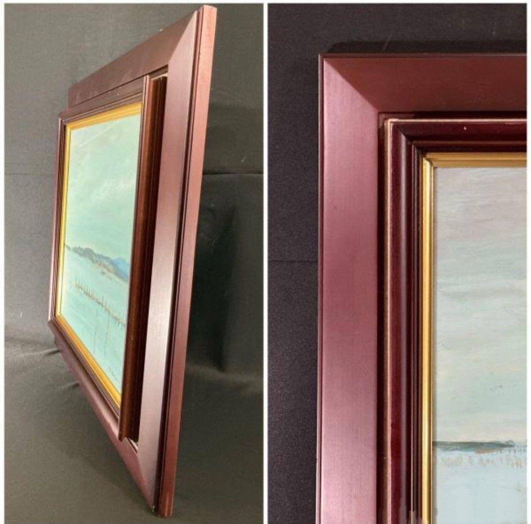 【真作】【油彩】柴田俊『浜名湖風景』1987年