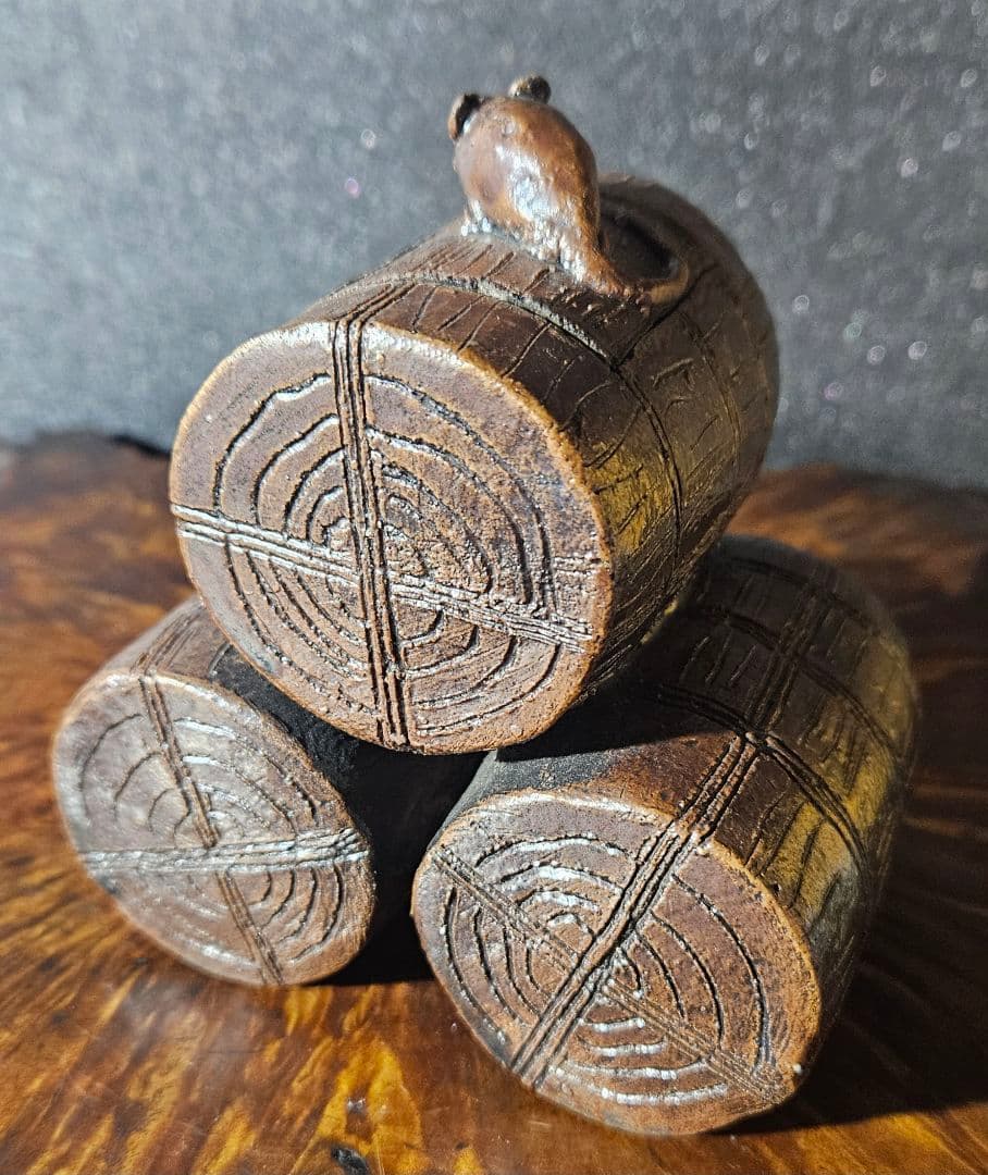 名作❗】備前焼古備前　細工物　 三俵ねずみ　ねずみ大黒　香炉 商売繁盛　子孫繁栄