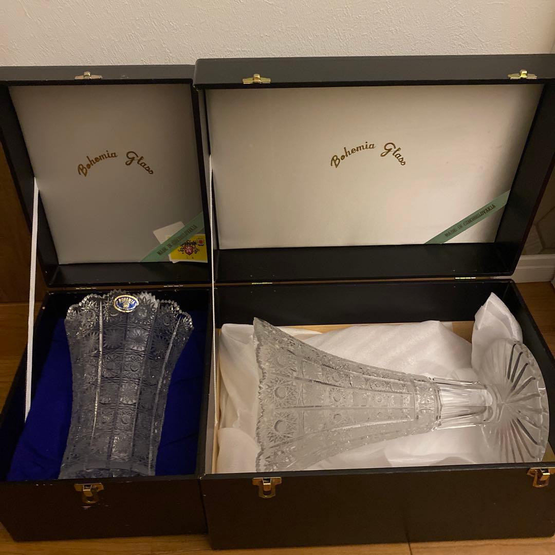 【美品】BOHEMIA ボヘミアクリスタルガラス花瓶　フラワーベース