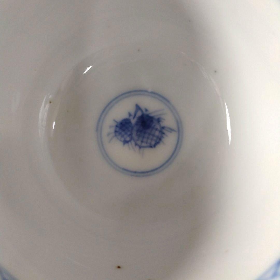 古伊万里染付瀬戸輪花流線ころ茶碗