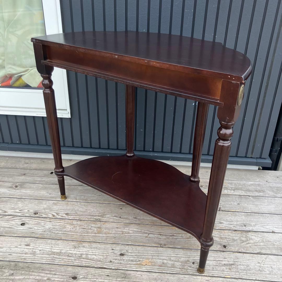 北欧レトロ アンティーク 半月型 木製コンソールテーブル サイドテーブル 古家具