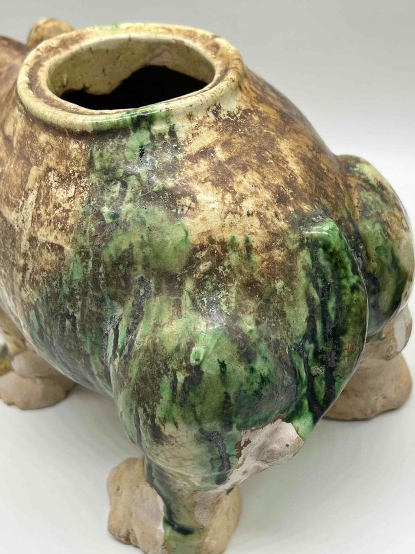 唐時代　唐三彩犀牛　極上品　【旧家旧蔵】　希少貴重　唐物(B-72)