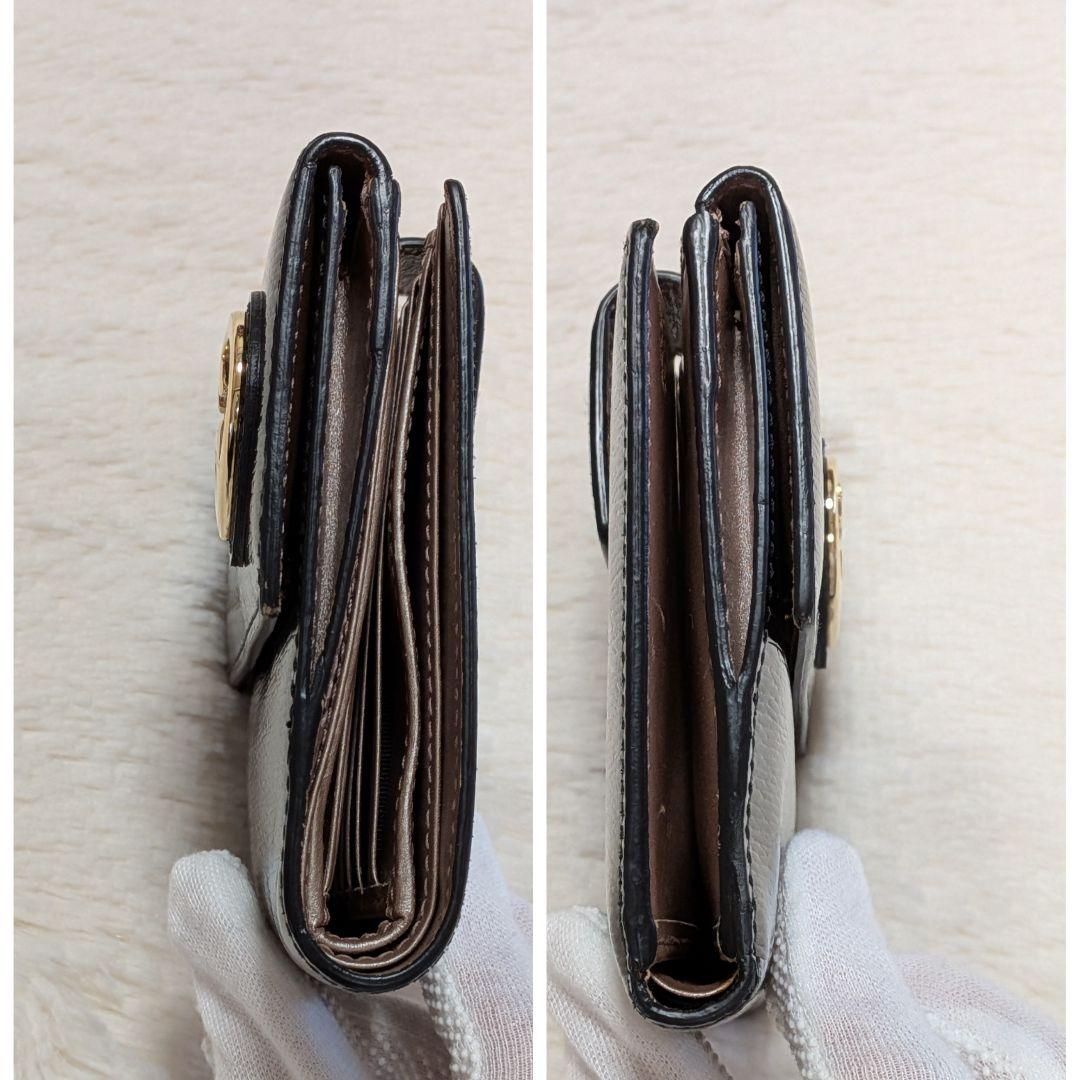 美品✨️グッチ 二つ折り財布 ラブリーハート レザー ブラック ピンク Wホック