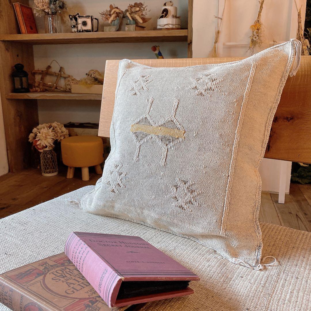 モロッコ製 カクタスシルク サブラ クッションカバー 約45×45cm 2個