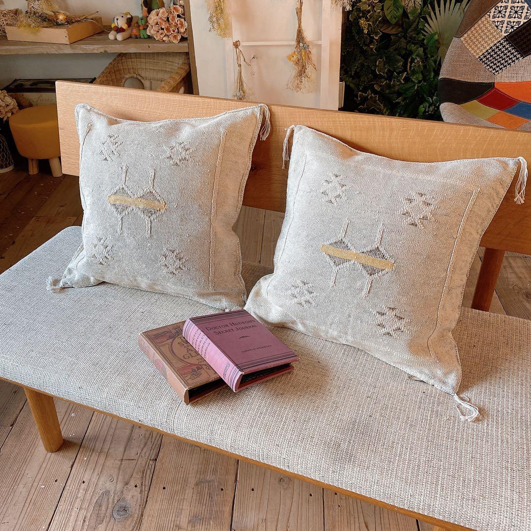 モロッコ製 カクタスシルク サブラ クッションカバー 約45×45cm 2個