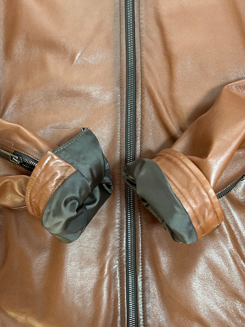 タリアトーレTAGLIATORE レザー　シングルライダース　ブラウン　46