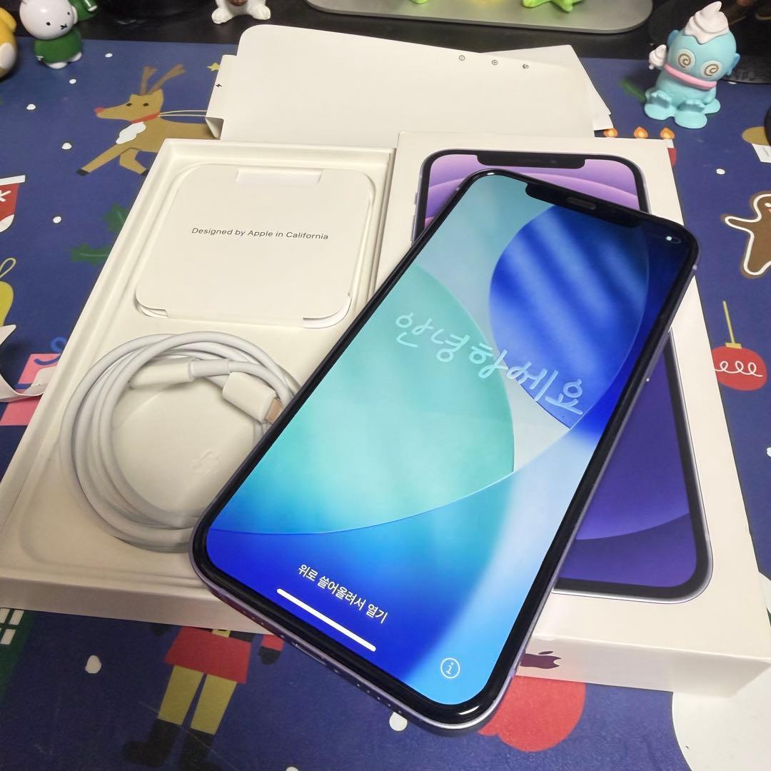 Apple iPhone 12 パープル 充電ケーブルと箱付 BT-88%