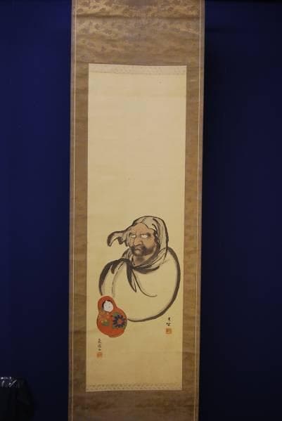 不詳/作者不詳/達磨図/合作/布袋屋掛軸HB-543