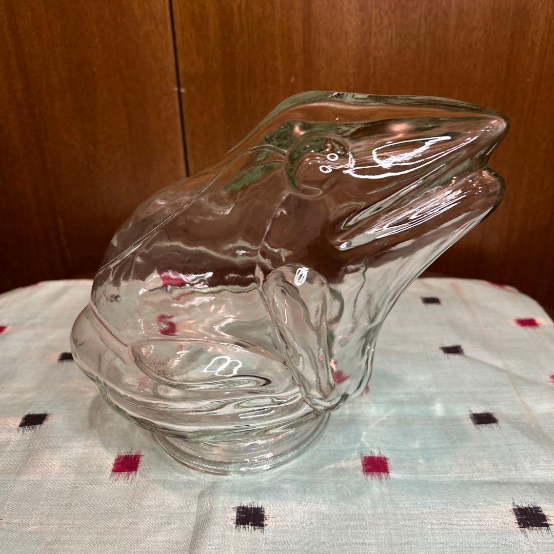レアヴィンテージ古いガラスの大きくて重いカエル瓶/ジャー/ガラスドーム/伏せ瓶