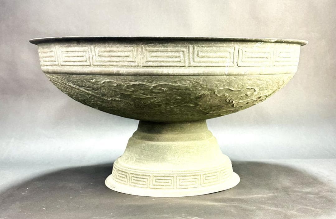 中国 青銅器 古代 鳳凰文特大鉢 約10kg 唐物 骨董 入手困難WWST092