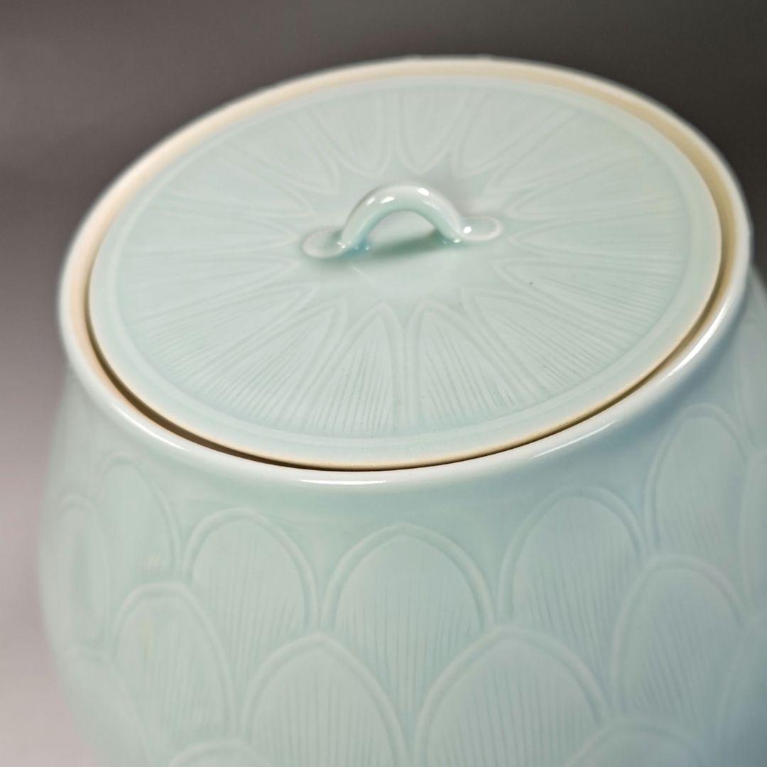 イ748 皆具『韓国 陶芸 粱命煥 青磁 青珍 皆具　共箱』茶道具