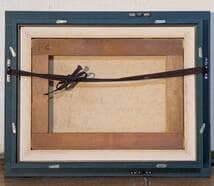 【真作】絵画　油彩4号　印象派風　山岳と湖の風景　アート作品　X51