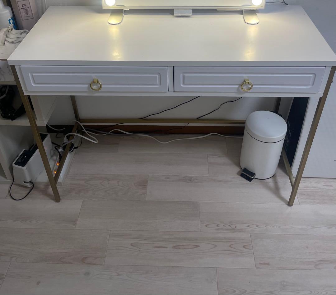 ホワイトデスク 2引き出し付き 98.5cm