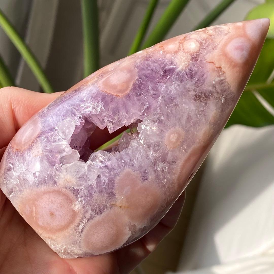 【 高品質 ピンクアメジスト フラワーアゲート 原石 フレイム 約251g 】