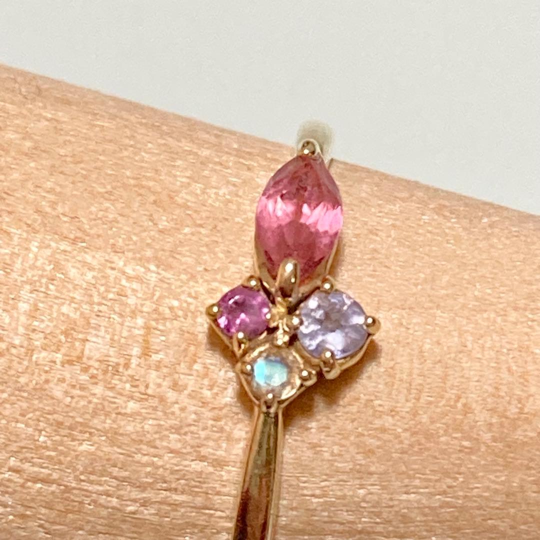 【L&Co.】 K10 マルチカラー 天然石リング ピンクトルマリン 13号