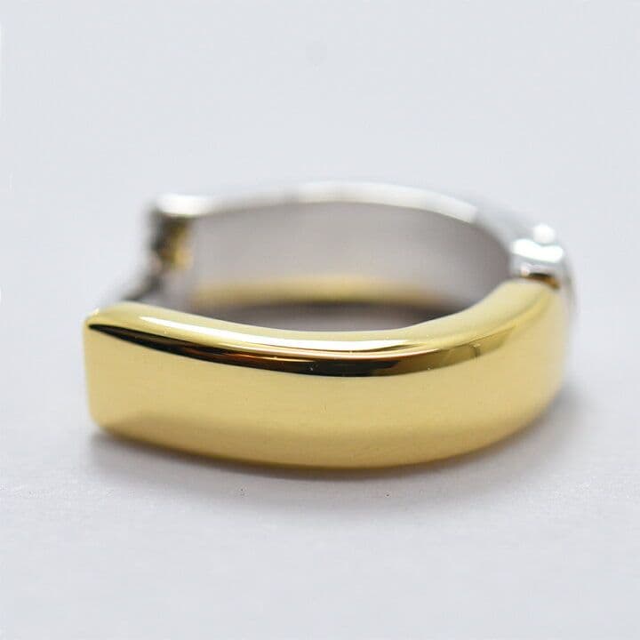 ピアス ユニセックス フープ K18 ホワイト 中折れ 両耳 馬蹄型 レディース