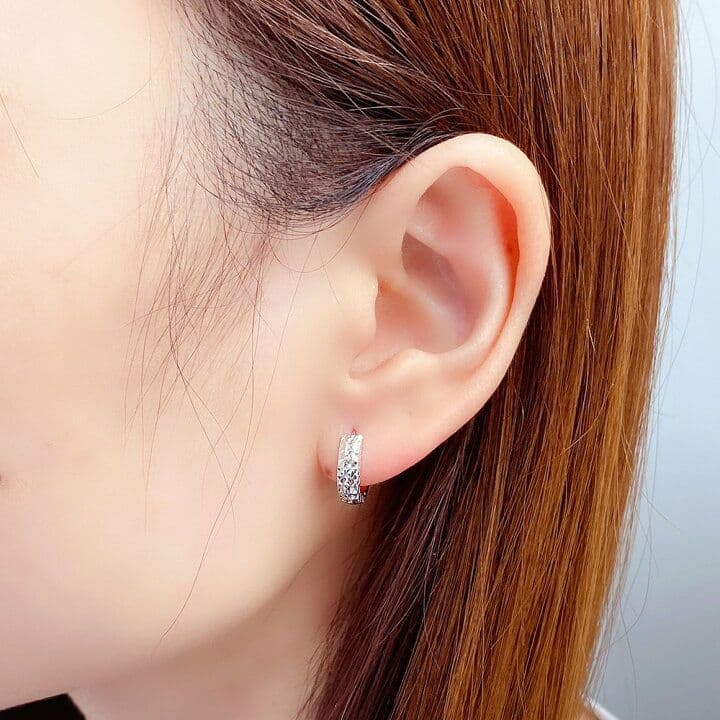 ピアス ユニセックス フープ K18 ホワイト 中折れ 両耳 馬蹄型 レディース