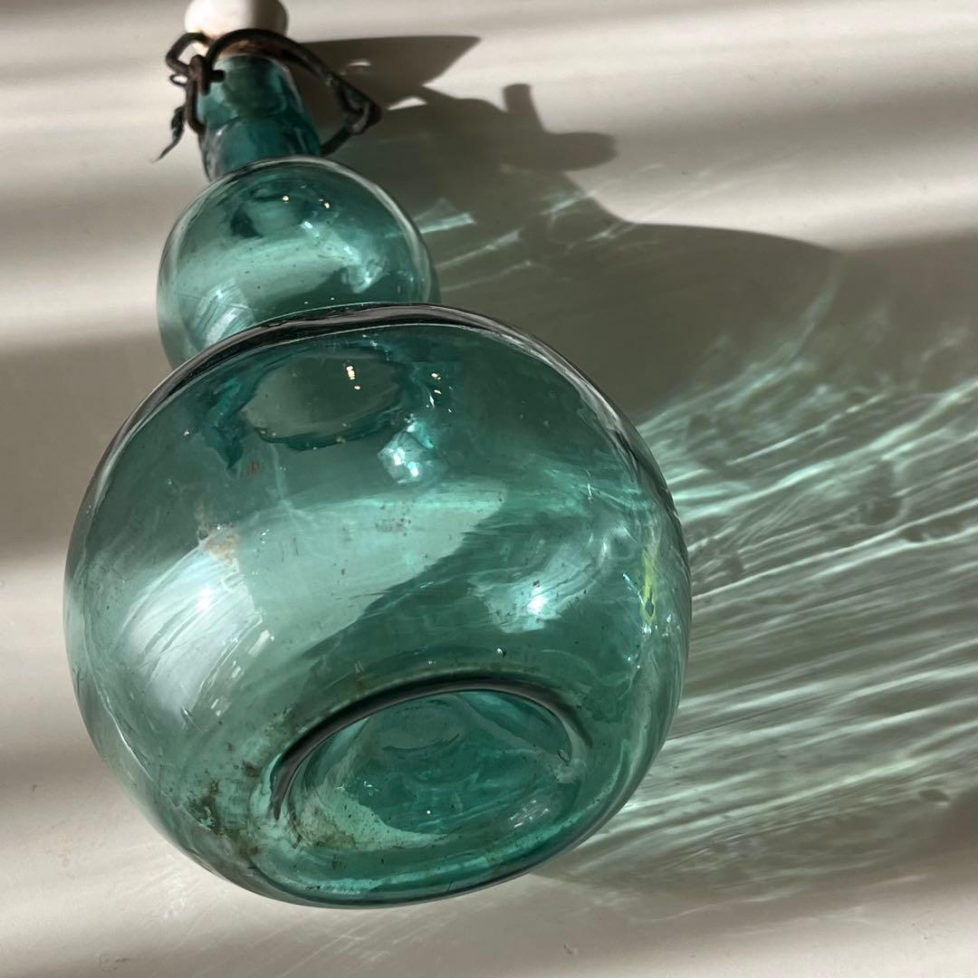 アンティーク　瓢箪ガラス瓶　ラムネ　吹きガラス　昭和レトロ　大正ロマン　骨董