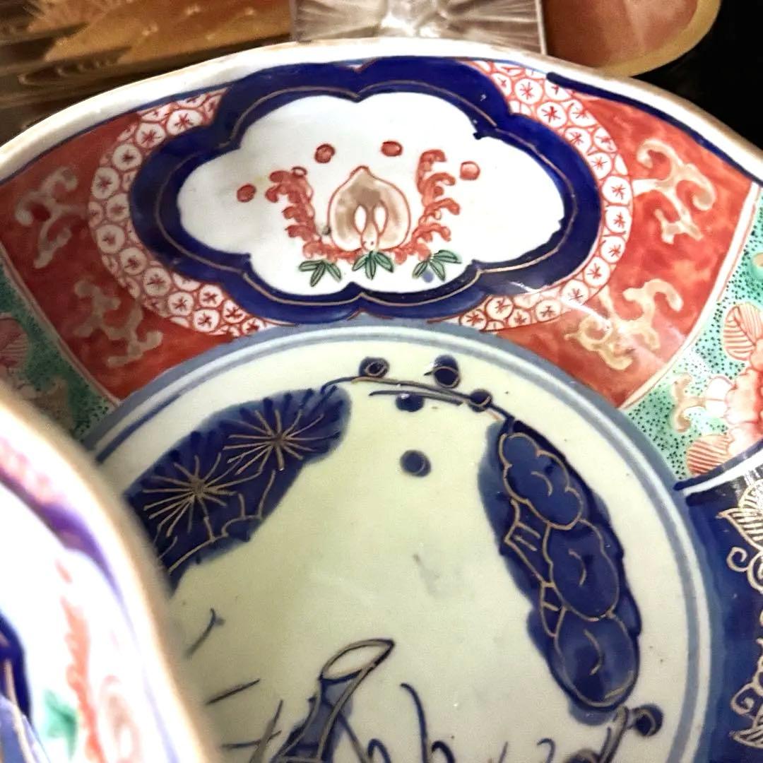 新春特別価格‼️牡丹❌桃　伊萬里桃手松竹梅大膾皿5客　在銘大化年製