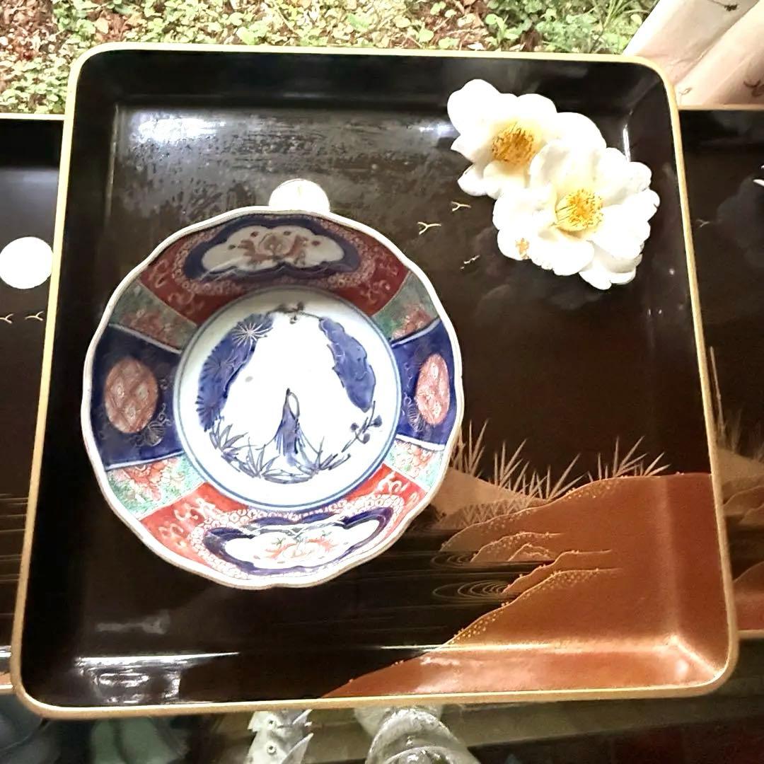 新春特別価格‼️牡丹❌桃　伊萬里桃手松竹梅大膾皿5客　在銘大化年製