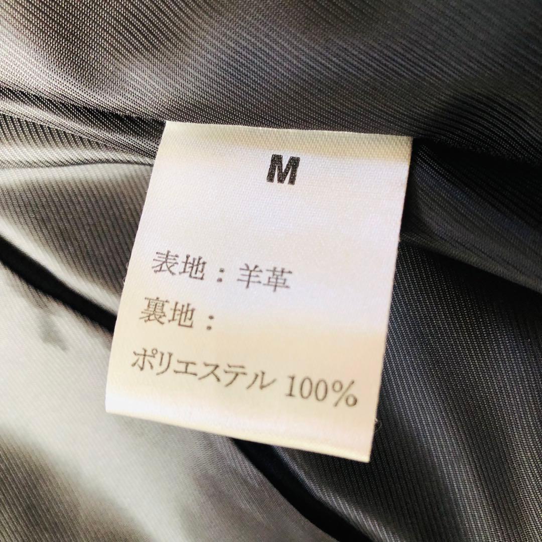 未使用✨AKM シングルライダースジャケット 高級羊革 艶感 ブラック M