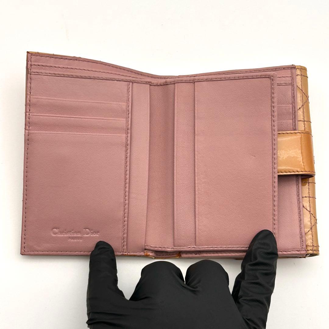 Christian Dior ディオール 二つ折り財布 エナメル レザー 良品