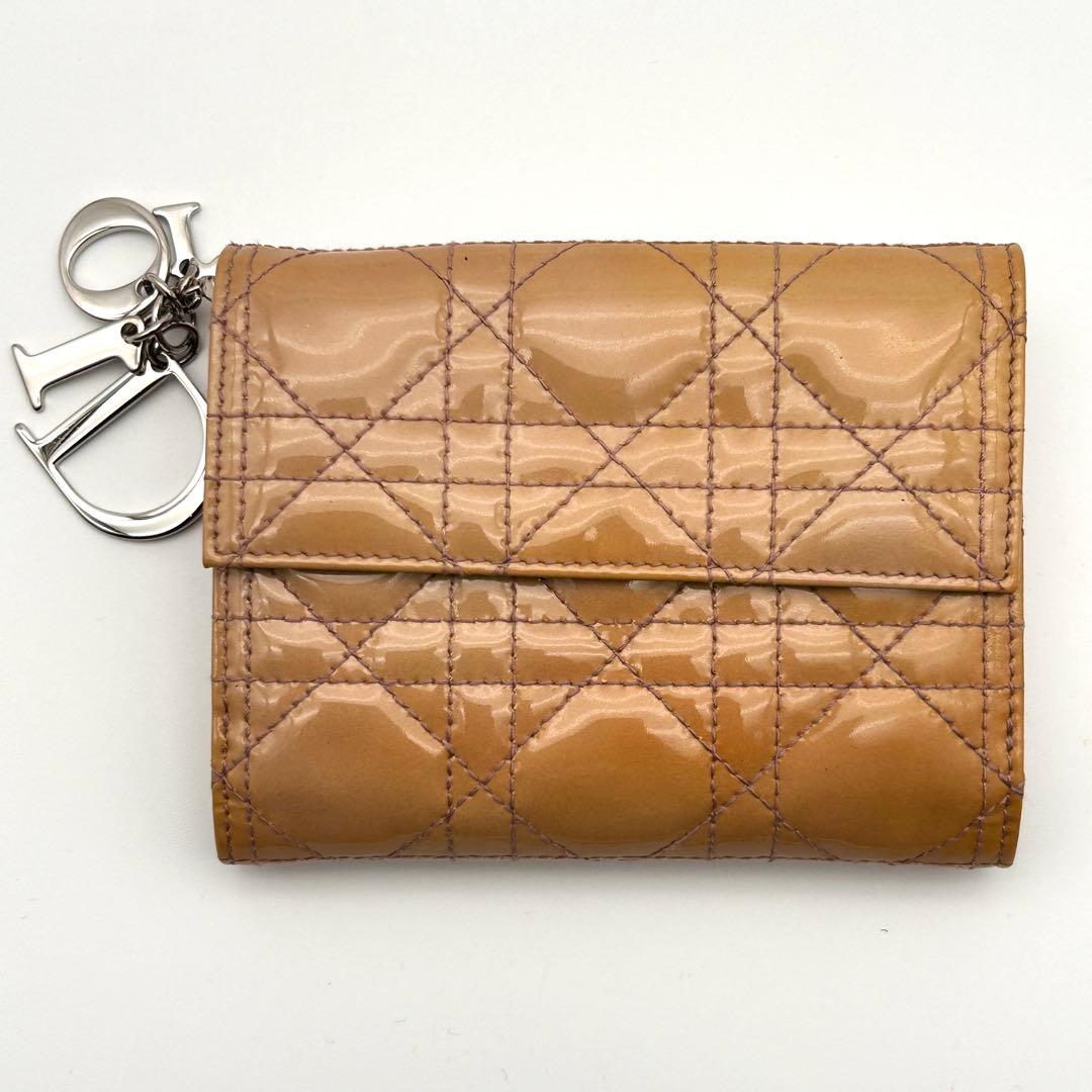 Christian Dior ディオール 二つ折り財布 エナメル レザー 良品