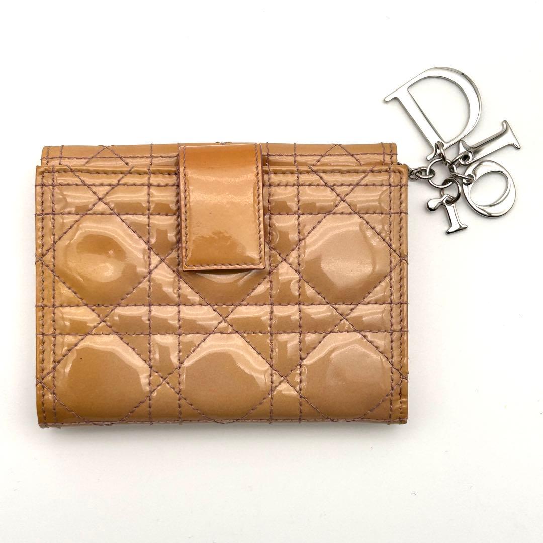 Christian Dior ディオール 二つ折り財布 エナメル レザー 良品