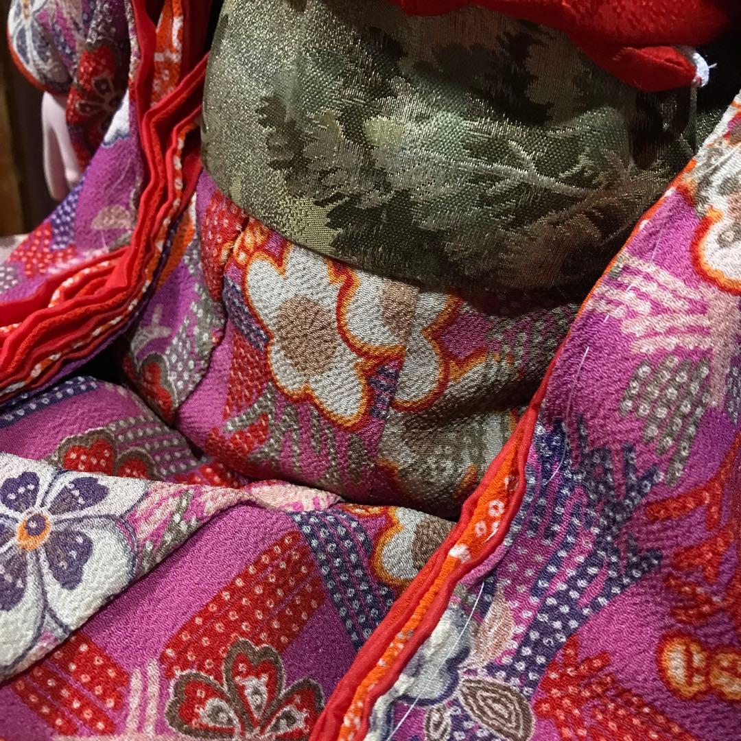 市松人形　大正　光龍斎　63cm　　パープルピンク系着物